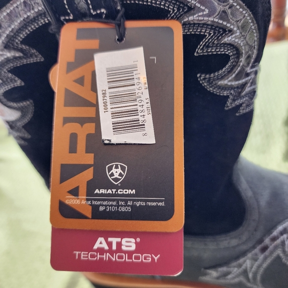 Ariat Showbaby Fatbaby U Turn Cowboy Boots Roughed Black Leather Suede Size 9.5 - Picture 8 of 15